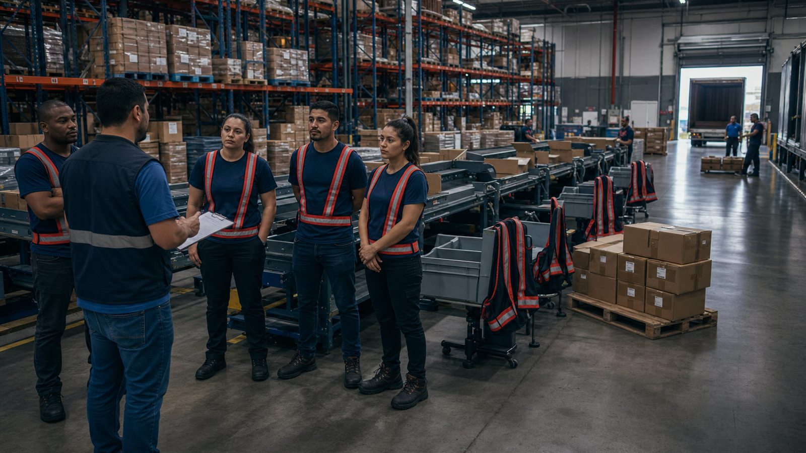 Operação logística no início do turno ilustrando os impactos do absenteísmo nas empresas