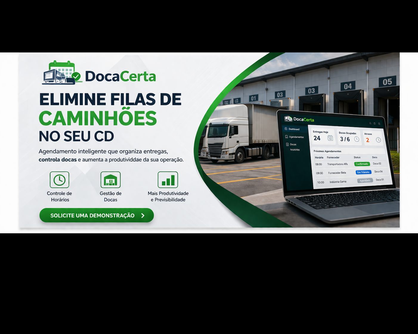 Planilha de agendamento de docas para controle de recebimentos